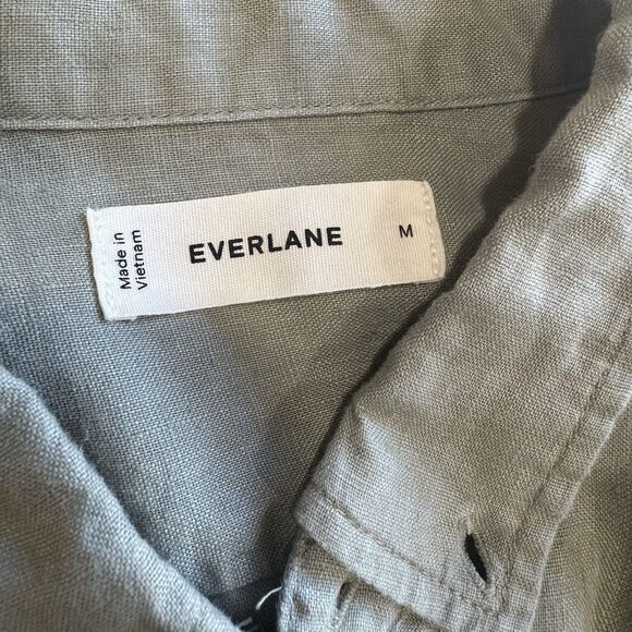Everlane The Classic Linen Shirt Men Size M Sage Button Down Coastal Minimalist - Picture 8 of 10